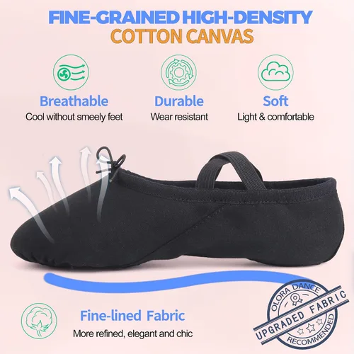 Vista 2 de OLORA Zapatos de ballet de lona para mujer, zapatillas de baile, suela dividida, zapatos de práctica para niñosniñasadultos