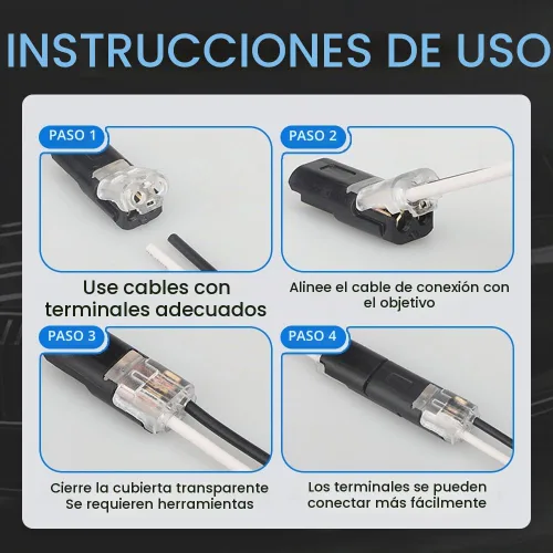 Vista 2 de Conector enchufable de doble cable, conectores de tira de luz LED, 2 pines, nuevo conector de cable de bajo voltaje con hebilla de bloqueo