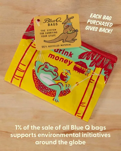 Vista 43 de Blue Q Monedero, hecho de 95% plástico reciclado. Práctica pequeña bolsa con cremallera para guardar monedas, tarjetas de regalo, auriculares, más.