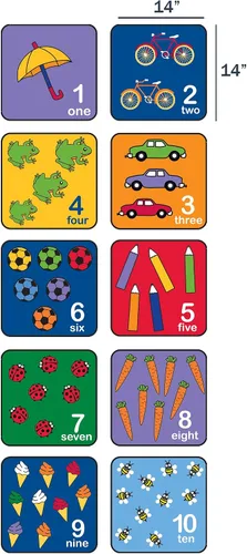 Vista 3 de Children's Factory Let's Learn How to Count - Juego de 10 alfombras de aprendizaje para preescolares, salas de juegos y escuelas primarias, alfombra