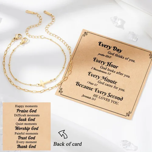 Vista 3 de Tarsus Pulsera de cruz para mujeres y hombres, regalos religiosos para mujeres y hombres, regalos cristianos para mujeres, amigos, familia