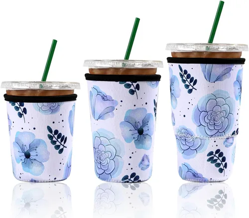 Vista 8 de Cobetech - Funda reutilizable para café helado, paquete de 3 fundas de neopreno para tazas de café frías, de 16 a 32 onzas, funda aislada para taza