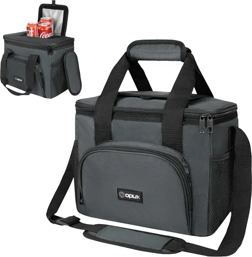 Vista 13 de OPUX Bolsa de enfriador suave, bolsa de almuerzo plegable aislada para hombres, trabajo, camping, playa, viaje, portátil, de lado suave