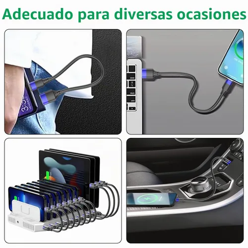 Vista 4 de Cable de cargador corto para iPhone de 1 pie, paquete múltiple para iPhone 14 13 12, paquete de 10 unidades de cable USB A a USB C de 12 pulgadas