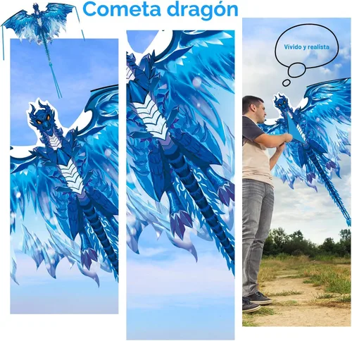 Vista 7 de Large Dragon Kite for Kids & Adults, Easy to Fly Outdoor Beach Park Kite