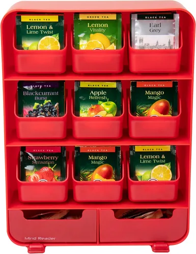 Vista 5 de Mind Reader, organizador para condimentos y soporte para saquitos de té "Baggy", color negro, ninguno , Rojo