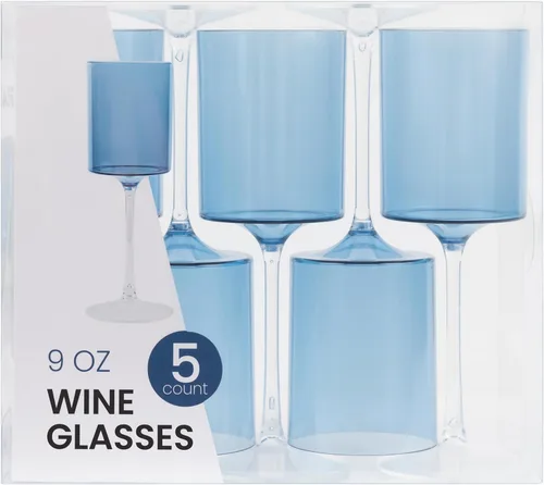 Vista 8 de PLASTICPRO Paquete de 10 copas de vino de plástico de 14 onzas, dos tonos, elegantes, desechables, con tallo, reutilizables, de plástico duro