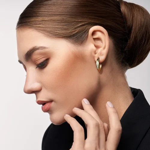 Vista 5 de 14K Gold Earrings for Women Gold Hoop Earrings for Women Hoop Earrings for Womens Hoops Lightweight Cubic Zirconia Hoops Earrings for Womens