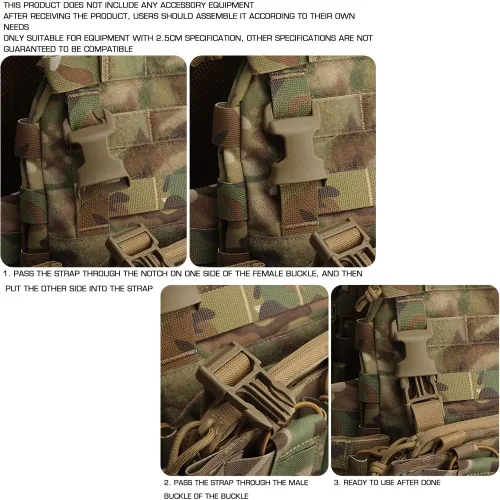Vista 6 de 2 hebillas tácticas de liberación rápida, clip de hebilla Molle para cualquier aparejo de pecho o chaleco con hebilla de 1.0 in