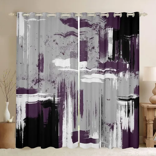 Vista 34 de Cortinas opacas abstractas de 30 % a 50 % geométricas para dormitorio, sala de estar, decoración de línea a rayas, cortinas con aislamiento térmico