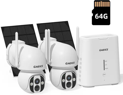 Vista 9 de Cámara de seguridad solar inalámbrica WiFi Pro para exteriores, visión nocturna a color de 4 MP, detección de movimiento AI/PIR, 360 PT, audio de 2