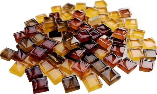 Vista 13 de Azulejos de mosaico cuadrados de cristal naranja mosaico de vidrio para manualidades, marcos de fotos hechos a granel, joyería hecha a mano