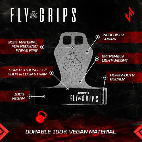Vista 2 de JerkFit Puños de gimnasia veganos de 2 dedos para protección de manos de entrenamiento cruzado, agarres de mano para barras de gimnasia, protectores