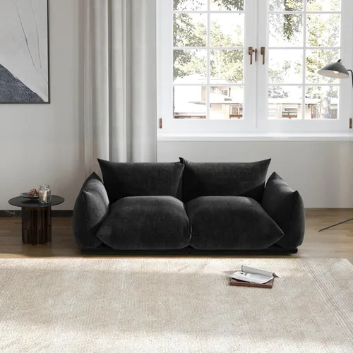 Vista 12 de JACH Mid-Century - Sofá modular moderno de felpilla para sala de estar, sofás minimalistas profundos de 3 asientos con cojín grueso, muebles cómodos