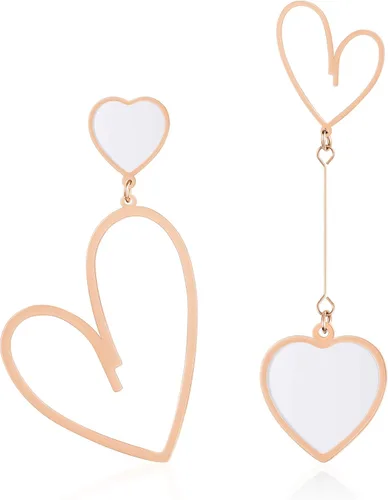Vista 33 de Linawe Mismatched Heart Dangle Earrings for Women Trendy