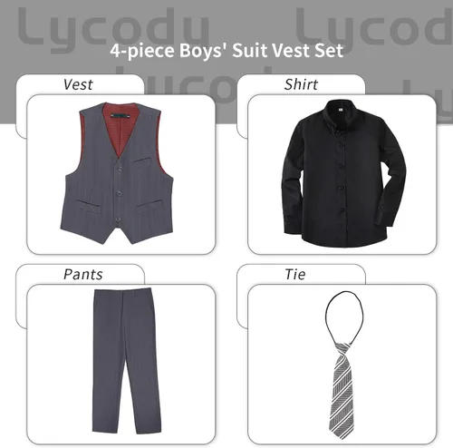 Vista 61 de Conjunto de chaleco para niños, trajes formales, trajes de boda, ropa de vestir