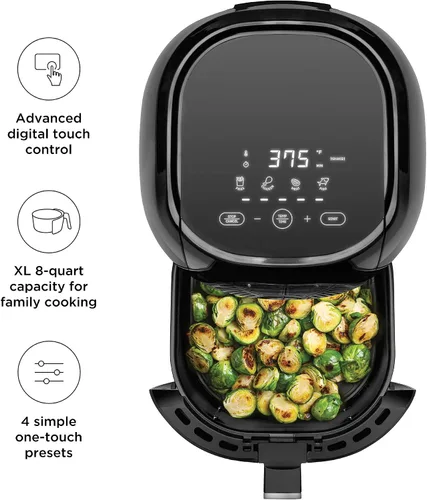 Vista 6 de CHEFMAN Freidora de aire digital multifuncional+ asador, deshidratador y freidora TurboFry Touch de 8 cuartos de galón con ventana de visualización