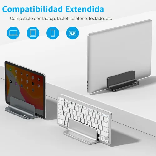 Vista 5 de OMOTON Soporte Vertical para Laptop, Soporte de Escritorio de Aluminio para MacBook con Tamaño de Base Ajustable, Compatible con Todas las MacBook