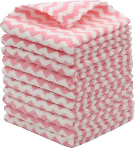 Vista 11 de Paño de Limpieza de Microfibra Sin Pelusas, Paquete de 10 Paños de Secado Rápido para Limpieza, Paños de Cocina Súper Absorbentes para Lavar Platos