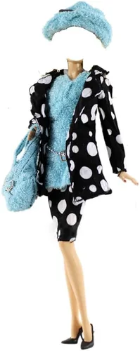 Vista 4 de Ropa de muñeca, 5 trajes de invierno vestidos pantalones bolsa sombrero para muñecas 11.5 pulgadas accesorios estilo aleatorio