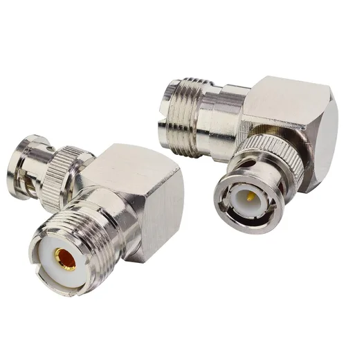 Vista 2 de Conector UHF a BNC en forma de L, conector BNC macho a UHF hembra, conector BNC a UHF SO239 de ángulo recto de 90 grados para radio/antena/escáner