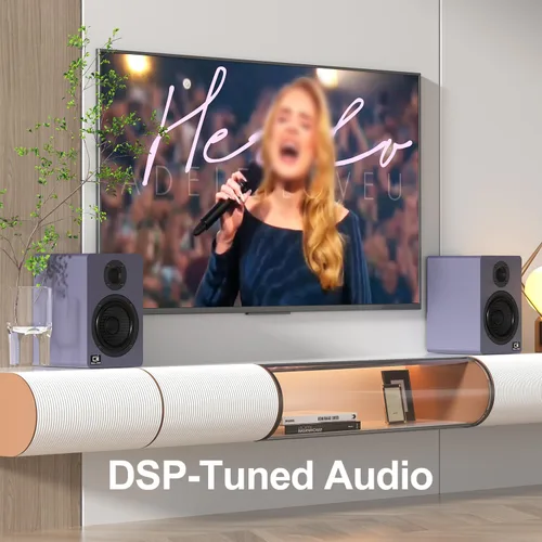 Vista 3 de Altavoces de computadora de 60 W para PC de escritorio, DSP, Bluetooth 5.3, óptica de 24 bits, USB-C, AUX, tweeter de cúpula de seda, controlador