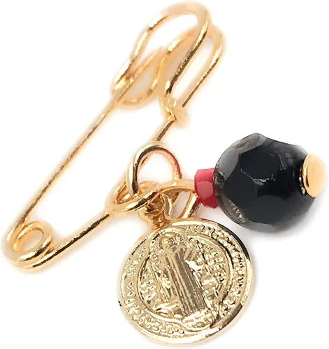 Vista 3 de LESLIE BOULES Broche chapado en oro de San Benito para joyería de protección del bebé, Cristal