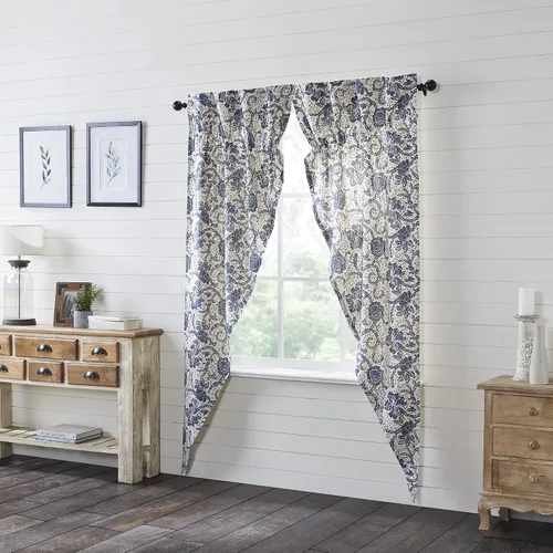 Vista 18 de VHC Brands Dorset Cortina de cenefa para ventana, floral, azul marino, 16 x 73 pulgadas