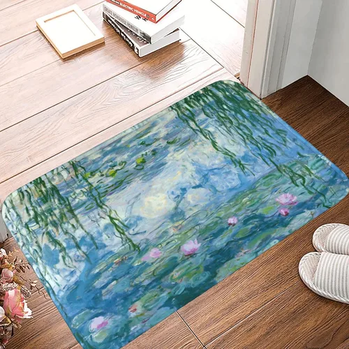 Vista 2 de INVIN ART Claude Monet Water Lilies Non-Slip Door Mat Art Decor