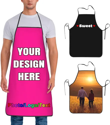 Vista 30 de Delantal de chef personalizado para hombres y mujeres, para cocinar, con nombre, logotipo, foto, regalos de cocina para familiares y amigos