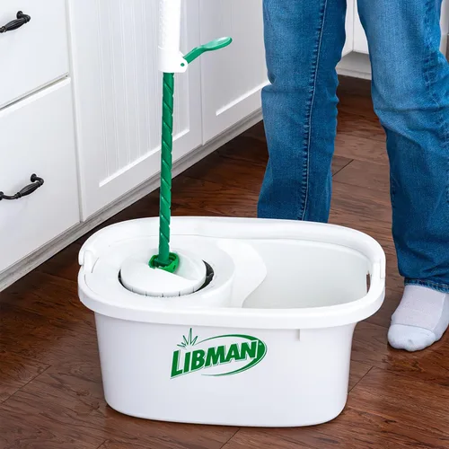 Vista 7 de Libman Lightning Spin Mop System Plus 1 cabezal de repuesto Trapeador y balde con juego de escurridor Trapeador de piso Trapeador giratorio