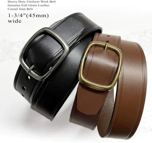 Vista 2 de BS1303 - Cinturón de trabajo de uniforme resistente, cuero de grano completo, estilo casual, 1.772in de ancho