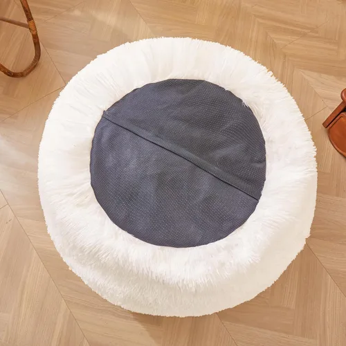 Vista 9 de Fundas para puf de pelo sintético mullido color beige, funda para silla puff de felpa suave color beige para niños y niñas, almacenamiento de puf