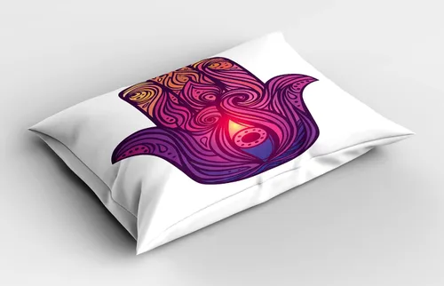 Vista 2 de Ambesonne Hamsa - Funda de almohada, diseño floral vívido de aura, flujo de energía, armonía, garabatos saludables, decorativa, tamaño Queen, 30 x