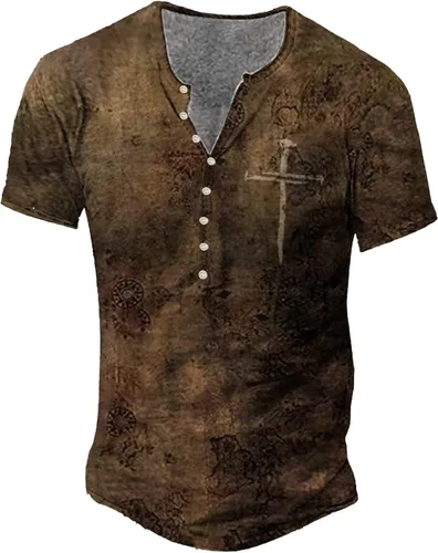 Vista 2 de EELHOE Mens Retro Old Tank Top Shirts Casual Basic Button Up Tops Graphic Breathable Regular Fit Clothing