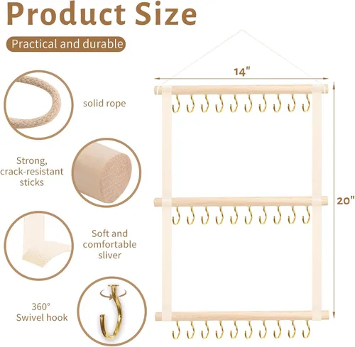 Vista 4 de POVETIRE Soporte para diadema organizador de bandas para la cabeza para niñas, diademas de bebé, accesorios para el cabello, organizador