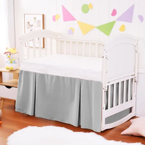 Vista 10 de Falda de Cuna con Volante de Polvo 100% Algodón - Natural, Suave, Transpirable para la Piel Delicada del Bebé, Falda de Cuna para Niños y Niñas, Se