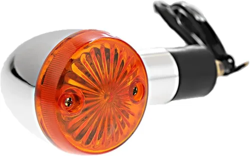 Vista 5 de Indicador de señal de giro para motocicleta, luces ámbar cromadas, bala delantera y trasera, compatible con Honda Fury Interstate Nighthawk Rebel