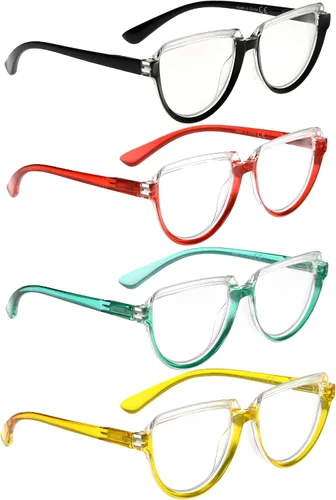 Vista 3 de Gafas de lectura para mujer, paquete de 4 lectores con diseño de media luna para mujer
