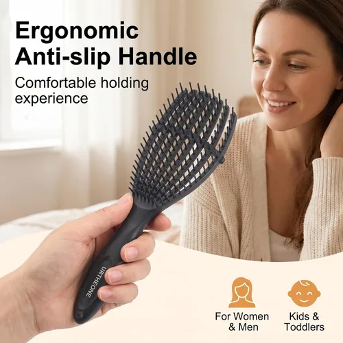 Vista 4 de URTHEONE Cepillo desenredante para cabello rizado, grueso, fino, ondulado, uso en seco y húmedo para mujeres, hombres y niños, cepillo portátil