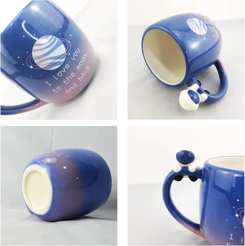 Vista 4 de Taza Lavezee I Love You to the Moon and Back de cerámica con asa, taza grande de café y té de 16 onzas Tazas de regalo