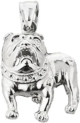 Vista 2 de Collar con colgante de Bulldog de plata de ley con cadena
