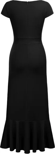 Vista 4 de Miusol Vestido largo de fiesta de dama de honor con cuello en V vintage para mujer
