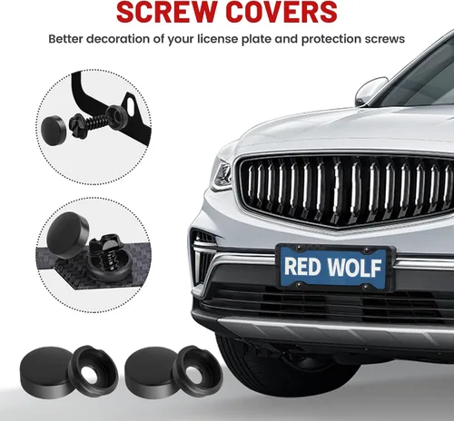 Vista 5 de RED WOLF Kit de tornillos para placa de matrícula, sujetadores de pernos de acero inoxidable anti sonajero para soporte de marco de matrícula