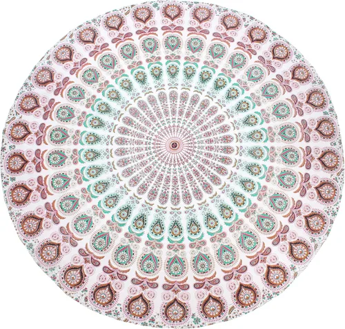Vista 9 de Tapiz Raajsee de pared, diseño de mandala Azul Naranja