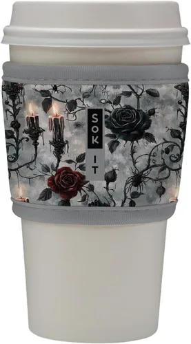 Vista 213 de Sok It HotSok Coffee & Tea - Funda de neopreno con aislamiento reutilizable (floral abstracto)