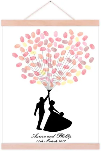 Vista 8 de Libro de visitas de boda rústico alternativo azul con globos, huella dactilar, libro de invitados, decoración de fiesta, accesorios listos