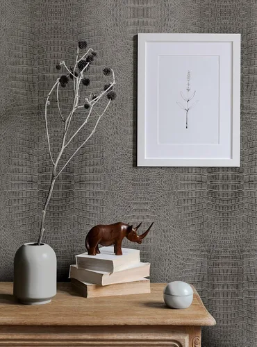 Vista 2 de Papel tapiz de cocodrilo para despegar y pegar (gris, paquete de 6 hojas, 2 x 9 pies)
