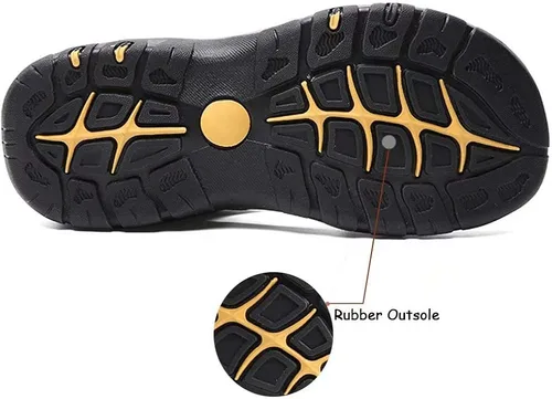 Vista 6 de VISIONREAST Sandalias de cuero para hombre, sandalias de senderismo al aire libre, impermeables, atléticas, zapatos de playa de pescador, sandalias