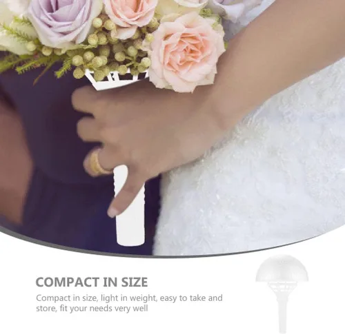 Vista 6 de Abaodam Soporte para ramo de novia de espuma floral con asa para novia, boda, arreglo floral, suministros de manualidades, esfera de espuma